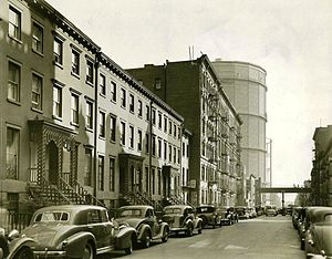 Gas House District -East_20th_St_northside_towards_1st_Ave_1938