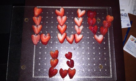 (Even the strawberries are in the heart shape-of-the-day)