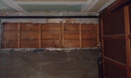 6-26-2013 Garage wall plaster removed - for earthquake retrofit