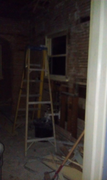 Through the doorway into the kitchen