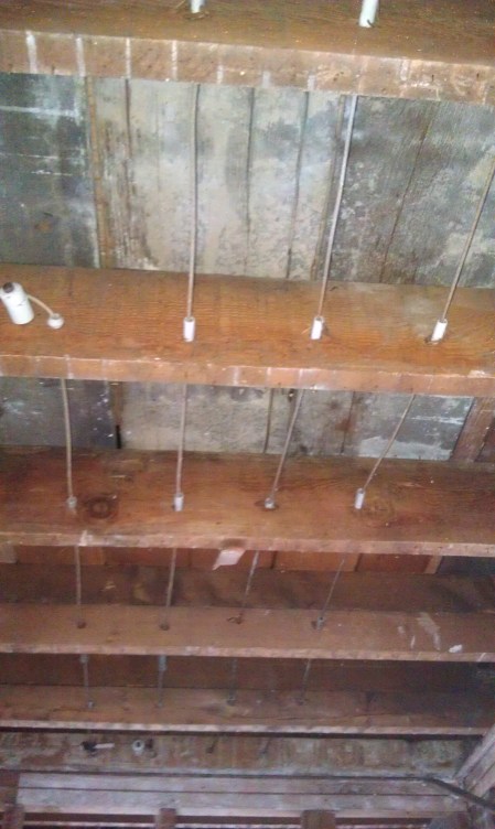 Knob and Tube, neatly arranged in the ceiling