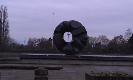 Black Sun with Grey Sky and Space Needle